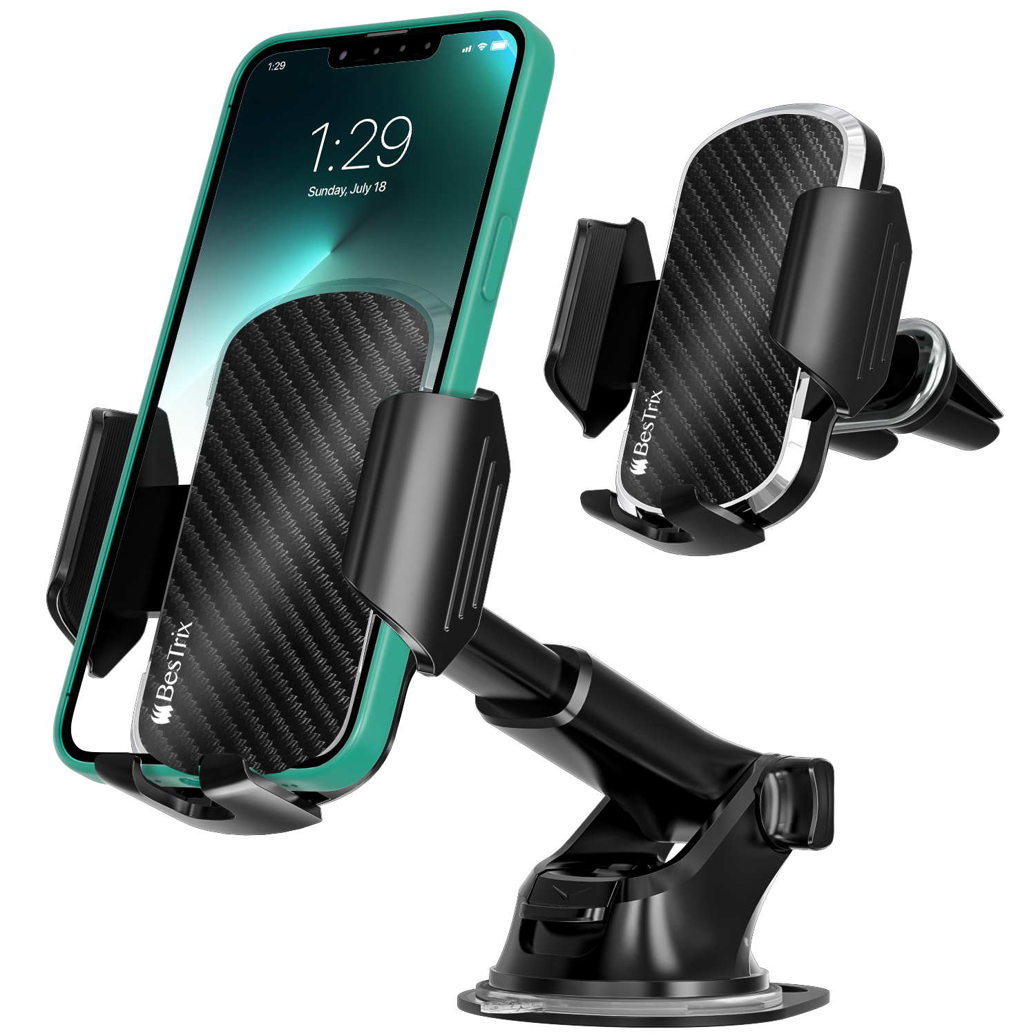 Bestrix Phone Mount for Car - Car Phone Holder Mount, Dashboard, Windshield, and Air Vent- for All Cars, Installs in Minutes - H